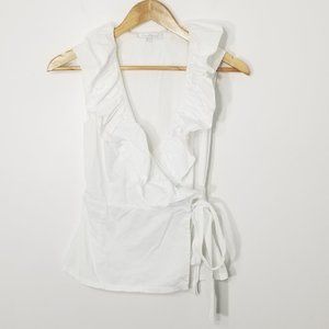 Costa Blanca | White Wrap Style Ruffle Neck Blouse